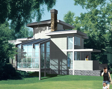 现代二层阳光别墅设计效果图