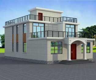[永云别墅]AT23实用砖混二层平屋顶带露台农村小别墅建筑图纸9m×16m