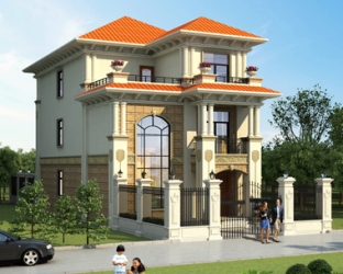 新款别墅AT1866新农村三层楼中楼小开间别墅全套图纸8mX19m