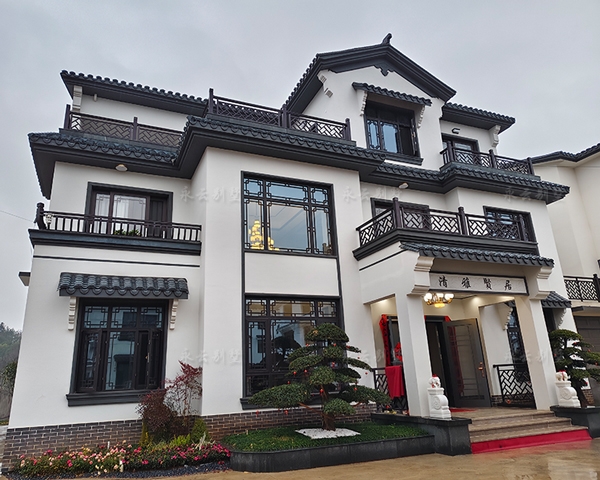 【浏阳周府】浏阳市油茶古镇苏派新中式三层别墅设计施工及装饰全案定制