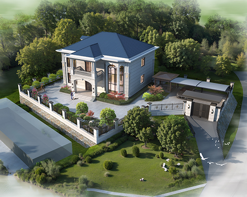 【实地设计】四川泸州先府简欧风二层别墅带庭院整体规划设计