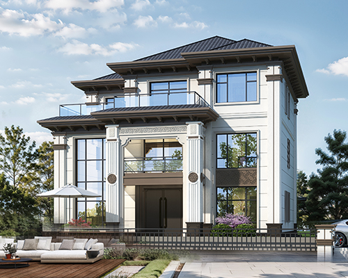 永云别墅AT2996带旋转楼梯复式客厅三开间160平新中式别墅13.6x11.6m