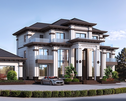 【五开间三层】占地240平米网红新中式别墅带挑客大厅高端乡墅设计