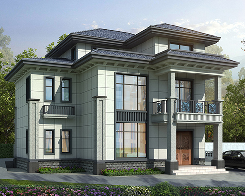 现代新中式清新优雅小户型三层别墅设计案例(附航拍照)