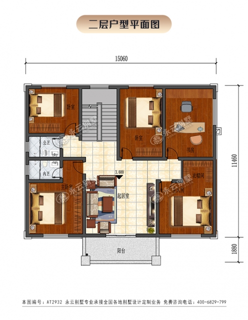 AT2932经典新中式风格二层乡村别墅自建房屋设计全套图纸15×11.5M